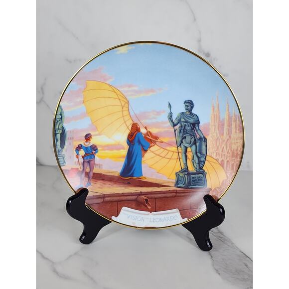 The Vision Of Leonardo Man's Dream Of Flight Year 1982 Plate 8 1/2" Wall Decor - Picture 1 of 15